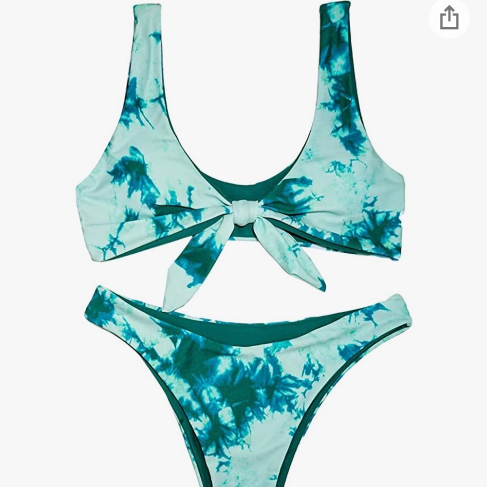 Women's Sexy Bikini Swimsuit Tie Knot Front Tie Dye Swimwear Set